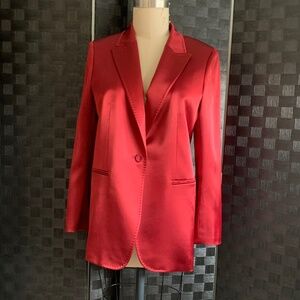 Lafayette 148 Satin Blazer, Hibiscus color, size 12